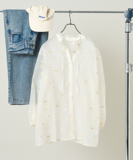 2WAY シアージャガードチュニックブラウス