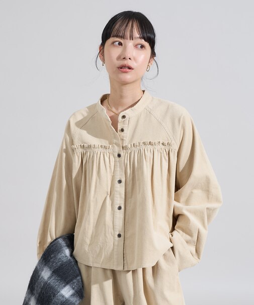 コーデュロイ ギャザーシャツ＜セットアップ対応＞