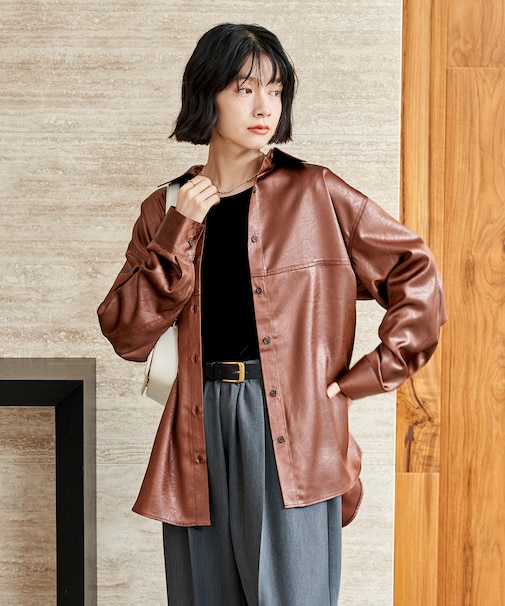 チンツ加工 光沢シャツ