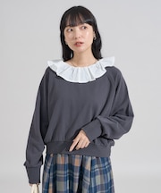 フリル襟 レイヤード風 スウェット