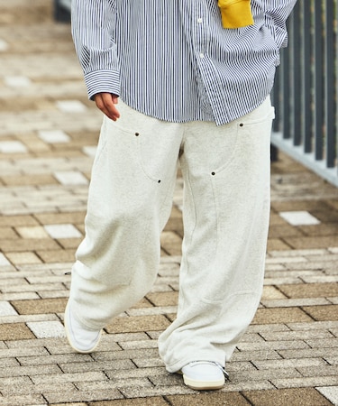 ワイドシルエット ダブルニー スウェットパンツ