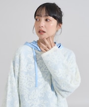 シアー フラワージャガード ニット