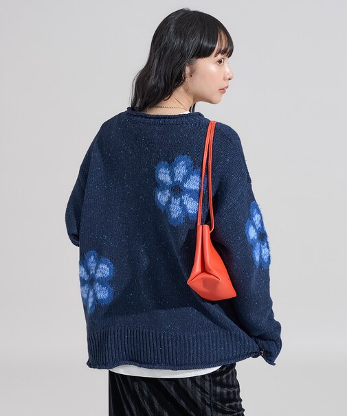 花柄ジャガード ニットプルオーバー
