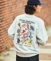 NBA 別注 和柄ランダムロゴ バックプリント クルーネックスウェット