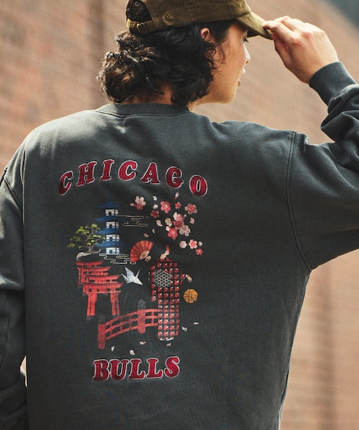 NBA 別注 着物 バックプリント クルーネックスウェット