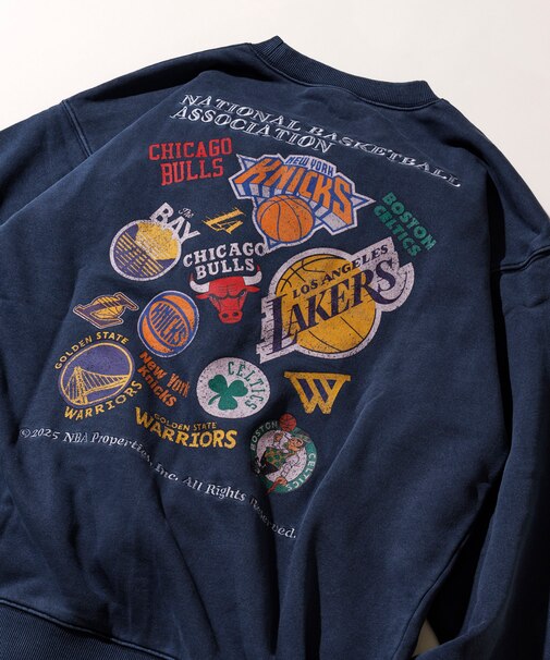 NBA 別注ランダムチーム バックロゴプリント クルーネックスウェット
