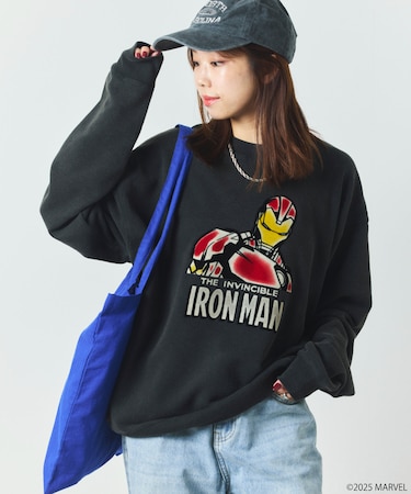 MARVEL/マーベル/アイアンマン/クルーネックスウェット 静電フロッキー加工