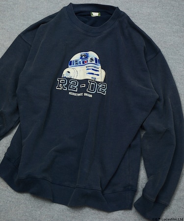 STARWARS/スターウォーズ ヴィンテージライク R2-D2 クルーネックスウェット/フロッキープリント リラックスフィット