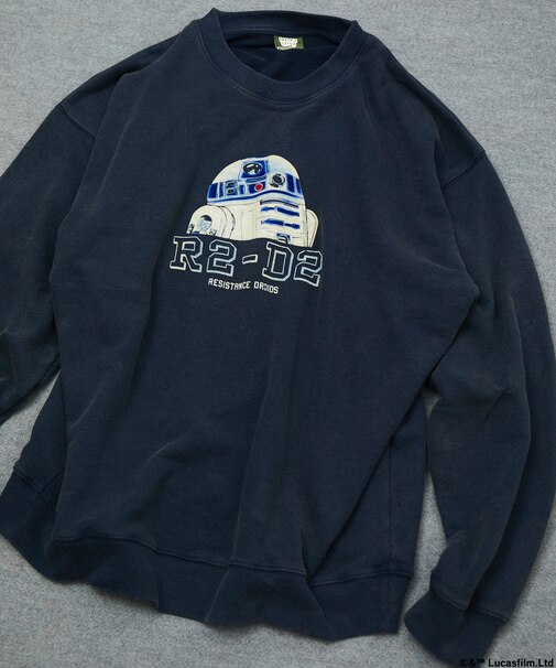 STARWARS/スターウォーズ ヴィンテージライク R2-D2 クルーネックスウェット/フロッキープリント リラックスフィット