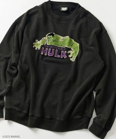 MARVEL/マーベル/ハルク/クルーネックスウェット 静電フロッキー加工