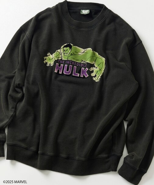 MARVEL/マーベル/ハルク/クルーネックスウェット 静電フロッキー加工