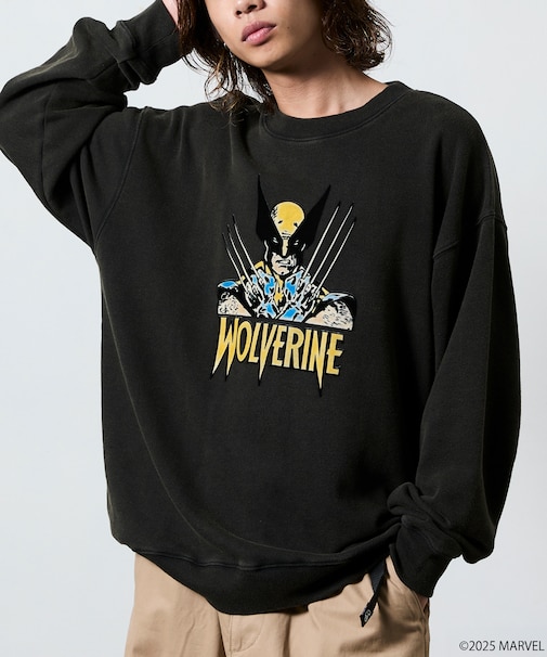 MARVEL/マーベル/ウルヴァリン/クルーネックスウェット 静電フロッキー加工
