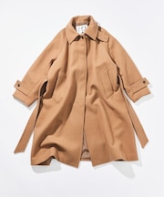 ロング丈 ベルテッド ウールステンカラーコート