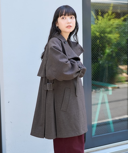 ウーリー ハイネック テントラインミドルコート