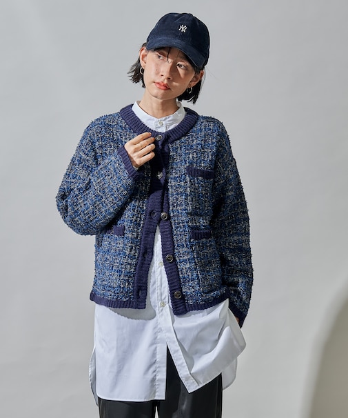 ツイーディー ニットジャケット