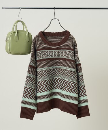 裏 ジャガードニットプルオーバー