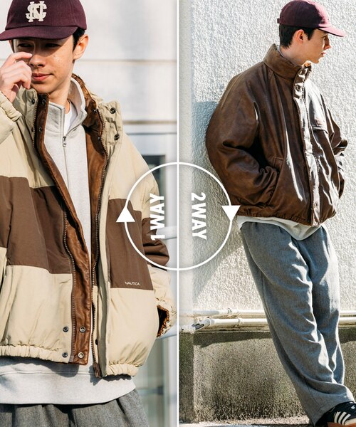 レザレッド ナイロン リバーシブル ショート 中綿ブルゾン｜フリークス