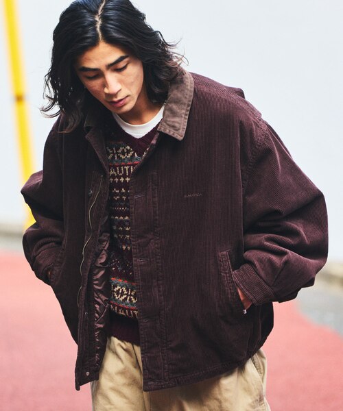 中綿 ストーンバイオ加工 コーデュロイブルゾン ショート丈