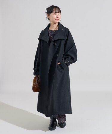 ウーリー ハイネックロングコート