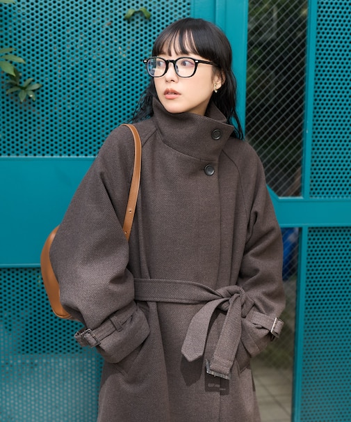 ウーリー ハイネックロングコート