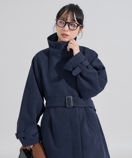 ウーリー ハイネックロングコート