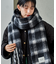 カシミヤ入り チェックボリュームマフラー