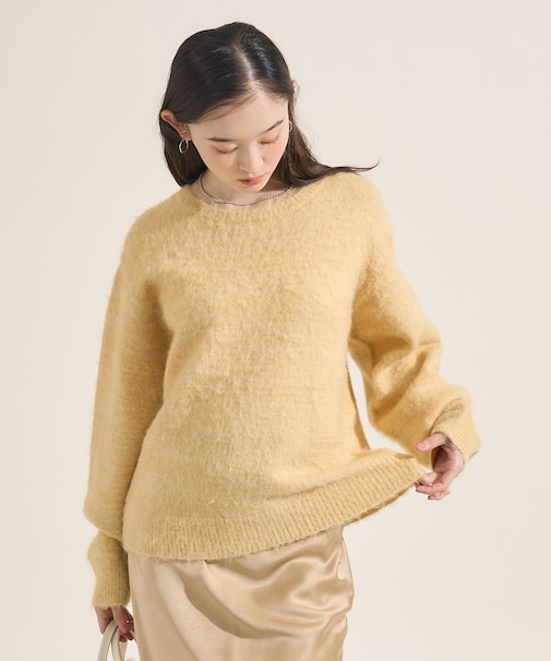 モヘヤ入りウールニット