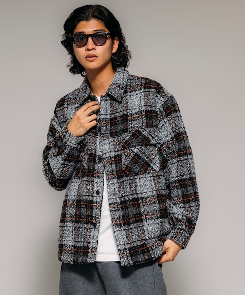 ポリツイード CPO チェック シャツジャケット｜フリークスストアの通販