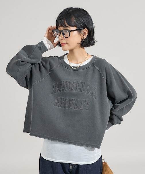ピグメント ロゴクロップドスウェット
