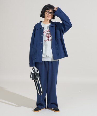 ＜マシーンウォッシャブル＞ スウェットライクニットジャケット＜セットアップ対応＞