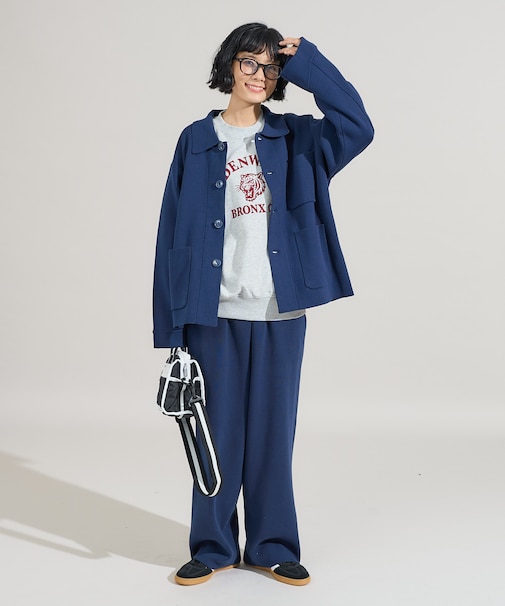 ＜マシーンウォッシャブル＞ スウェットライクニットジャケット＜セットアップ対応＞