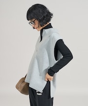 ＜マシーンウォッシャブル＞スウェットライクニット スキッパーポロベスト＜セットアップ対応＞