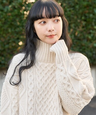 ミックスケーブル タートルニットプルオーバー