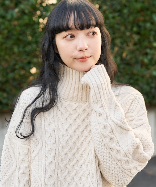 ミックスケーブル タートルニットプルオーバー