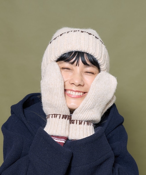 配色 ブランケットステッチ ミトン