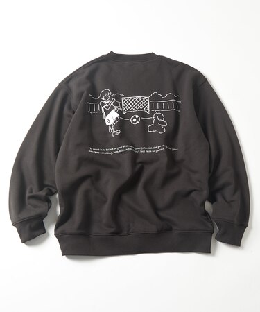 tombonia コラボ フットボール バックプリント クルーネックスウェット