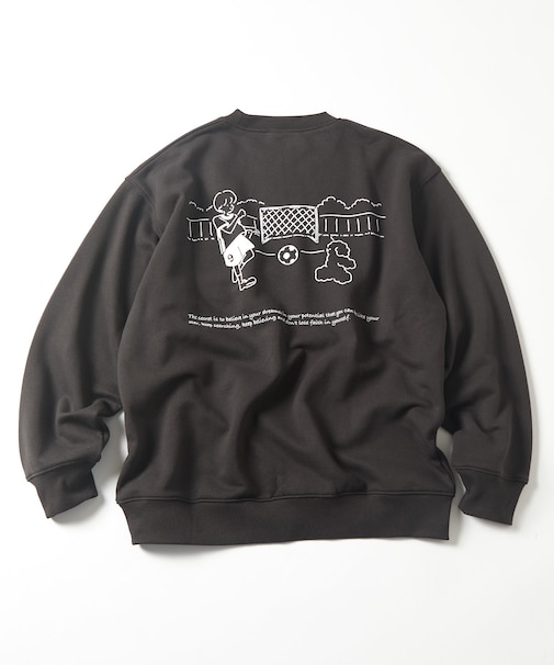 tombonia コラボ フットボール バックプリント クルーネックスウェット