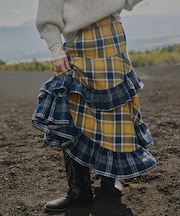 ネルチェック アシメ フリルスカート