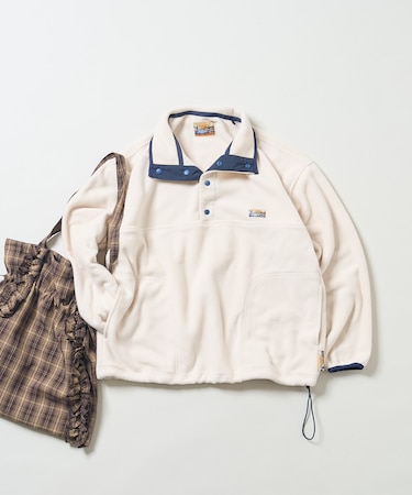 配色 フリース アノラックプルオーバー