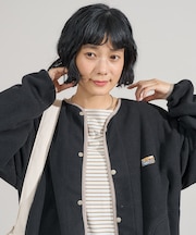 配色 フリース スナップカーディガン