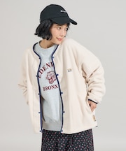 配色 フリース スナップカーディガン