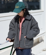 襟付き リバーシブル チェックボアジャケット
