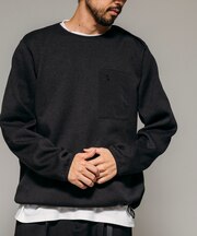 リラックスフィット ニットフリース スピンドル クルーネックプルオーバー