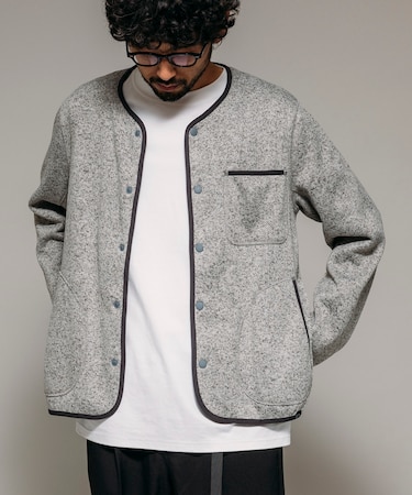 リラックスフィット ニットフリース カーディガン