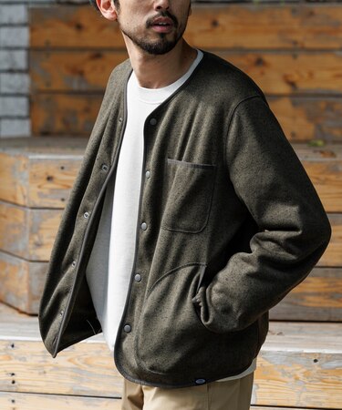 リラックスフィット ニットフリース カーディガン