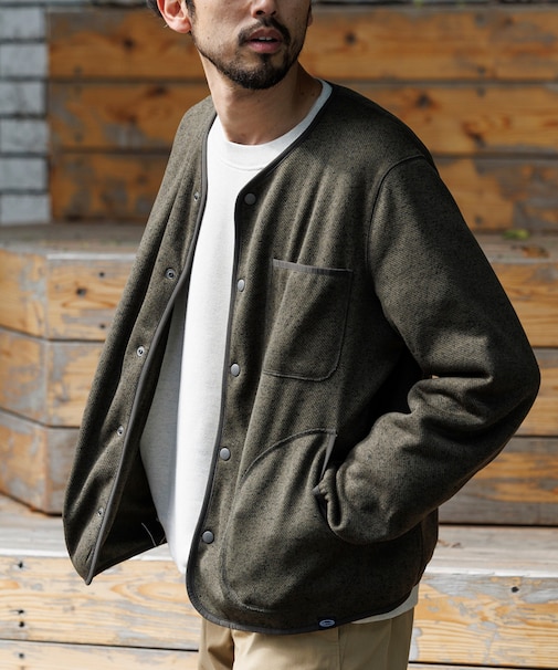 リラックスフィット ニットフリース カーディガン