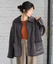 襟付き リバーシブル コーデュロイボアジャケット