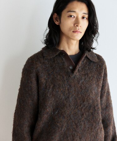 シャギーニットポロ セーター