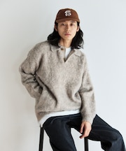 シャギーニットポロ セーター