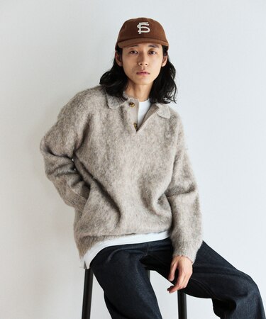 シャギーニットポロ セーター